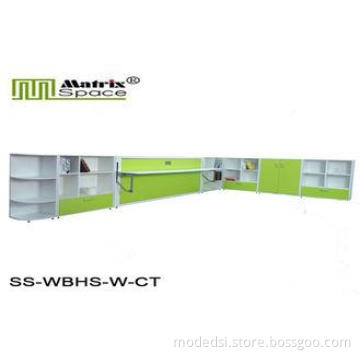 Modern green Single Foldable Horizontal Wall Bed with Compu